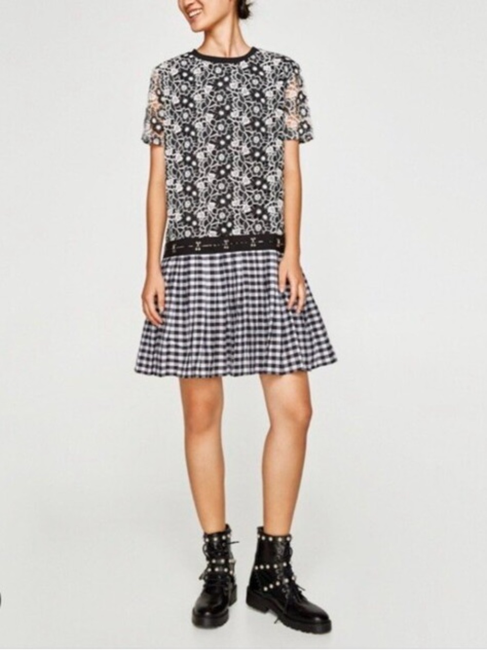Zara Black & White Gingham Mini Skirt